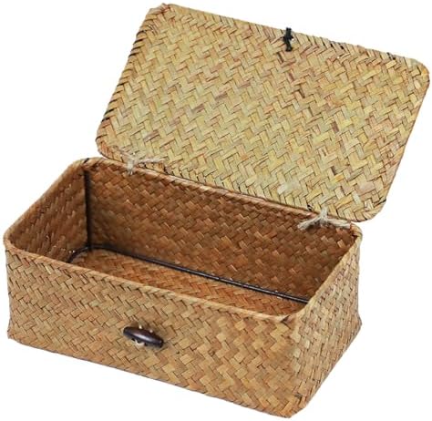 Wicker Storage Basket with Lid, Seagrass Storage Baskets for Organizing by ORDELITE