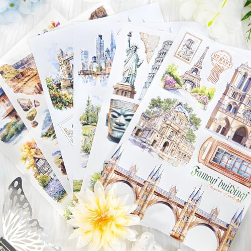Snycler Scenic Spot Theme Sticker Scrapbooking Supplies for Junk Journal, 20 Sheets PET Stickers - Vintage Journaling Stickers, Ephemera Sticker Book Pre Cut, Junk Journal Supplies, Planner - Image 4