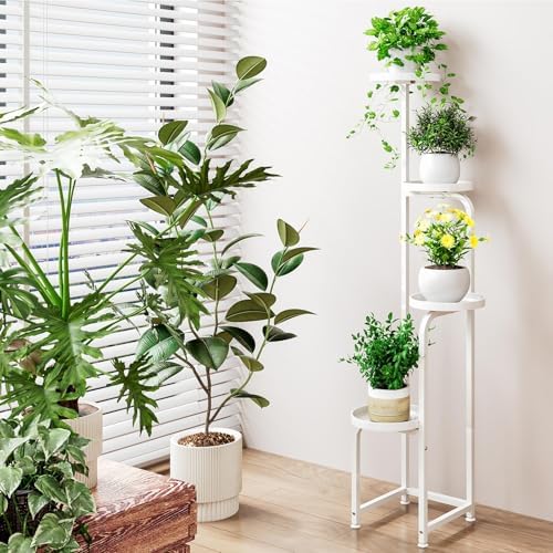 IINGIORDAR Plant Stand Indoor Outdoor Corner Tall Plant Shelf 4 Tier Metal - Image 5