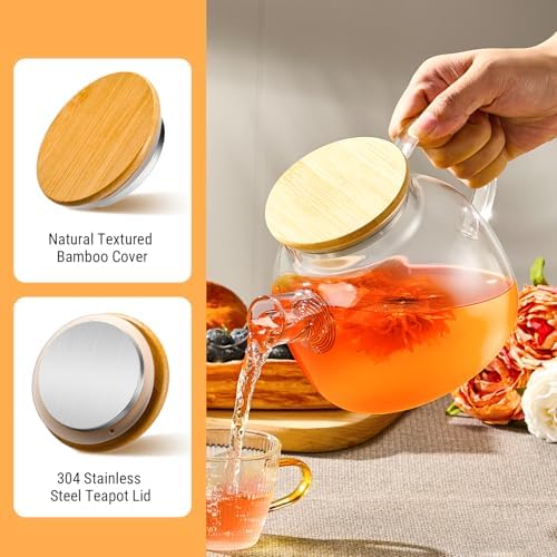 PARACITY Glass Tea Kettle Stovetop, Clear Glass Teapot with Infuser, 34oz - Image 4