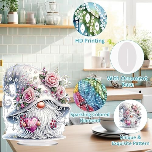 Diamond Painting Kits for Adults Beginners, 5D Full Drill Dwarf Love Crystal Art Desktop Ornament, DIY Single Sided Home Office Desk Decor, Creative Craft Gift Set with Tools - Image 5