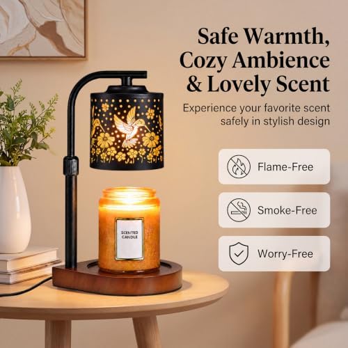 Candle Warmer Lamp with Timer & Dimmer- Electric Wax Melt Warmer with Adjustable Height for Scented Candles, Home Décor Fragrance and House Warming Birthday Gifts for Women Mom - Image 3