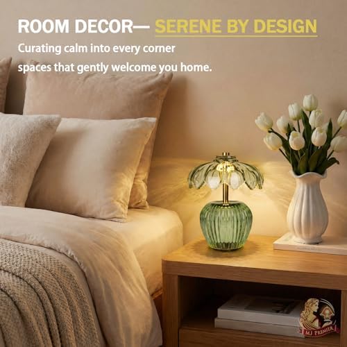 MJ PREMIER Rechargeable Table Lamp, Small Cordless Lamp with Timer, Green - Image 6