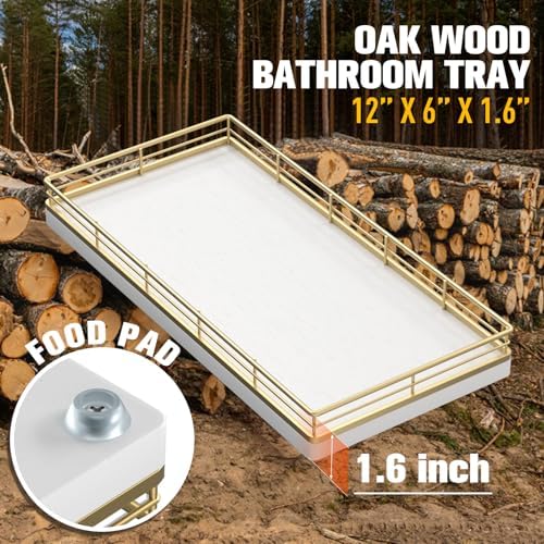 Bathroom Vanity Tray for Countertop, 12" x 6" Oak Wood Toilet Tank Tray - Image 3