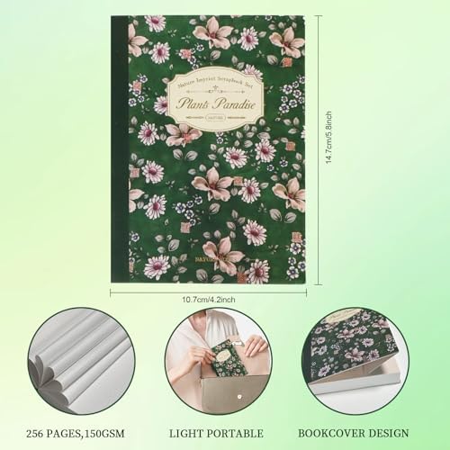 Koqye 180PCS Scrapbooking Supplies Kit, Botanical Garden Bullet Junk Journal Kit with A6 Grid Notebook Scrapbook Paper Craft DIY Gift for Adult Teen Girl Kid Women - Image 3