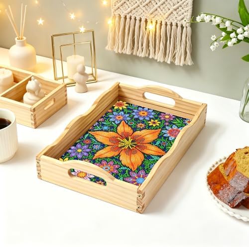 Flower Diamond Art Tray with Handles Arts and Crafts Home Decor 7.8×11.8 in - Image 5