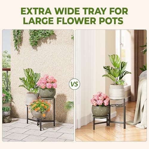 Tiered Plant Stand Outdoor 3 Tier Indoor Metal Flower Shelf for Multiple Plants Corner Tall Flower Holders for Patio Garden Living Room Balcony Bedroom Black Diamond - Image 4