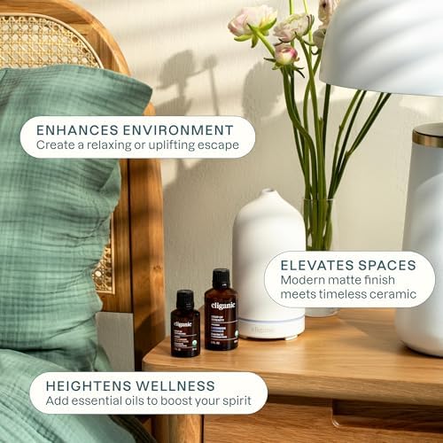 Cliganic Ceramic Essential Oil Diffuser, 100ml Cool Mist Humidifier, Sage - Image 4