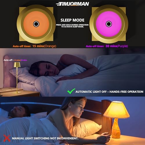 Timjorman Compact Cordless Table Lamp, Rechargeable LED Night Light, Dual Light Source (RGB Top & Warm Bottom), Touch Control & Timer, Metal Lamp for Bedroom & Kids Room (Golden 1-Pack) - Image 6
