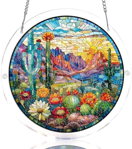 Acrylic Jigsaw Puzzle Suncatcher - Desert Cactus by wudhank