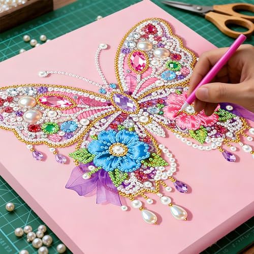 LQCrafK DIY 3D Pearl Art Painting Handcraft Kit for Adults Beginners, Home Wall Decoration, Creative Design Framed Painting with Tools-Butterfly - Image 2