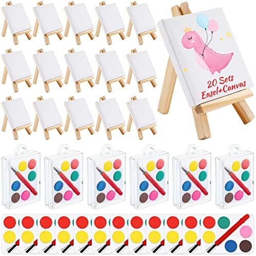 Fulmoon 20 Sets Mini Canvas Painting Kit for Kids, Square by Fulmoon
