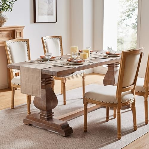 ZeeMart Linen Checked Farmhouse Table Runner, 13x60 Inches Taupe - Image 3