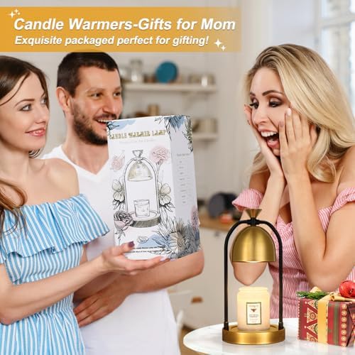 Hong-in Gold Candle Warmer Lamp with Timer-Modern Room Decor Aesthetic Vintage, Gifts for Women,Dimmable Wax Melt Warmer for Scented Wax with 2 Bulbs - Image 5