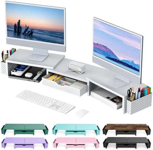 gianotter Dual Monitor Stand Riser With Drawer and 2 Pen Holders by gianotter