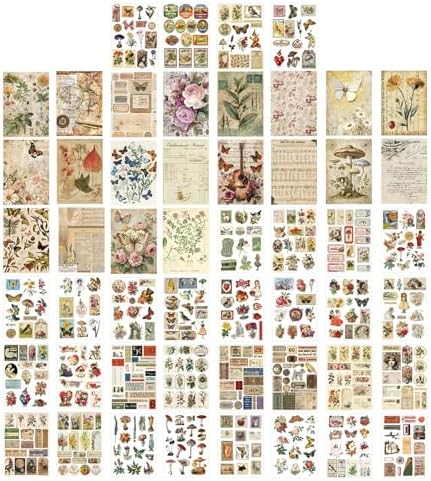 32 Sheets Pre-Cut Vintage Washi Stickers & 20 Scrapbook Papers Ephemera - Retro Angel Sunflower Designs for Junk Journals Scrapbooking - Image 3