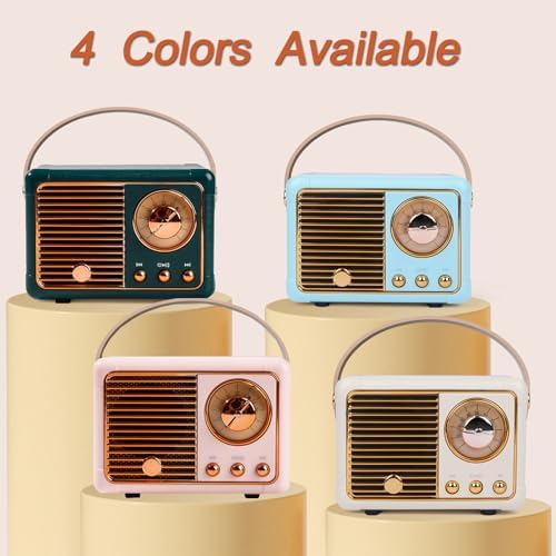 Retro Bluetooth Speaker, Vintage Style Mini Portable Wireless Speaker,4 inch speaker, Cute Small Desk Office Decor with Classic Look, Compact Sound for Party Kitchen Bedroom Home Travel Outdoor Use - Image 2