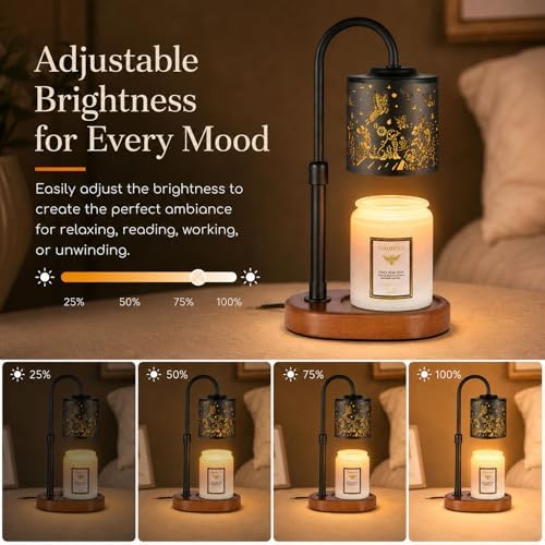 Dimmable Candle Warmer Lamp with Timer Adjustable Height for Scented Jar Candles Electric Candle Wax Melt Warmer for Home Decor Christmas Birthday Gifts for Women Mom(Butterfly+Dog) - Image 3