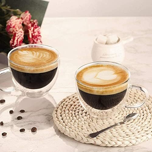 ecooe Double Walled Glass Coffee Mug 12 oz Latte Cappuccino Cups Set of 2 - Image 5