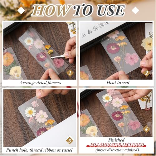 Fuyoooo 376 Pcs Pressed Flower Bookmark Kit,Retro Color,2 x 6 Inch - Image 4