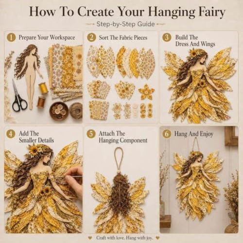 Fairy Patchwork DIY Kit, Layer Fabric Art Wall Decor for Beginner (Style I) - Image 4