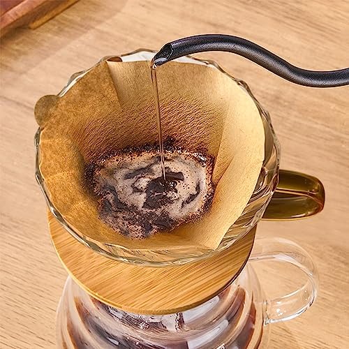 Gute Glass Pour Over Coffee Dripper 1-4 Cups with Bamboo Stand & Handle - Image 6