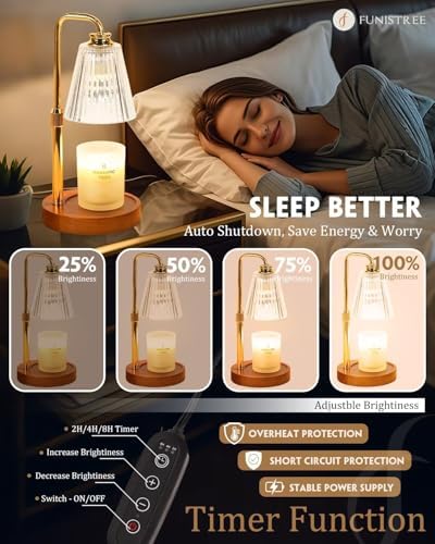Candle Warmer Lamp with Timer Dimmable Crystal Vertical Stripe, Birthday Gifts for Women Mom, Adjustable Candle Warmer with 2 Bulbs, Christmas Candle Lamp for Jar Candles, House warming Home Decor - Image 3