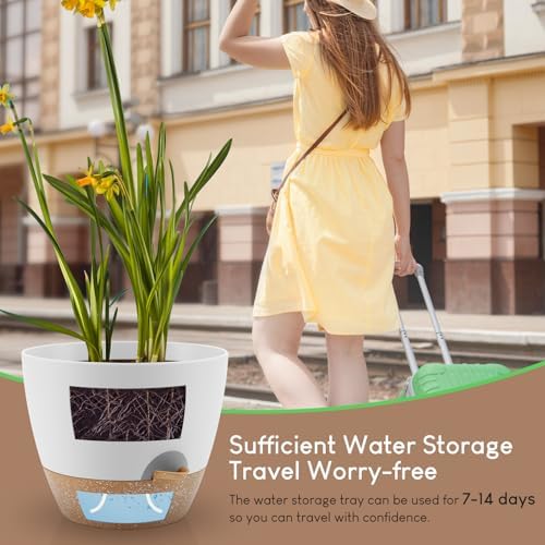 YNNICO Self Watering Plant Pots 10/9/8/7.5/7 inch for Indoor Plants - Image 5