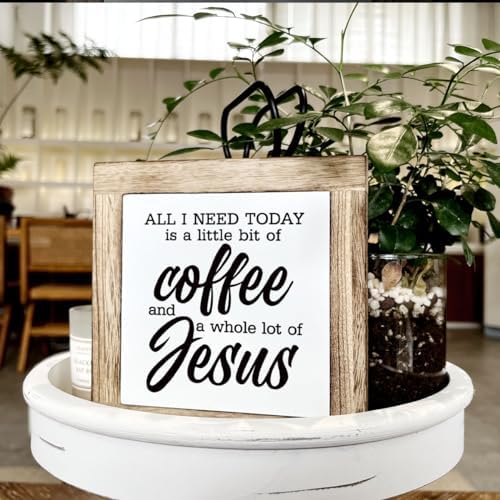 Christian Coffee Decor, All I Need Today is A Little Bit Of Coffee And A Whole Lot of Jesus Sign, Coffees Decors Set, Wooden Box Signs for Home Decor, Funny Coffees Decors Sign - Image 4