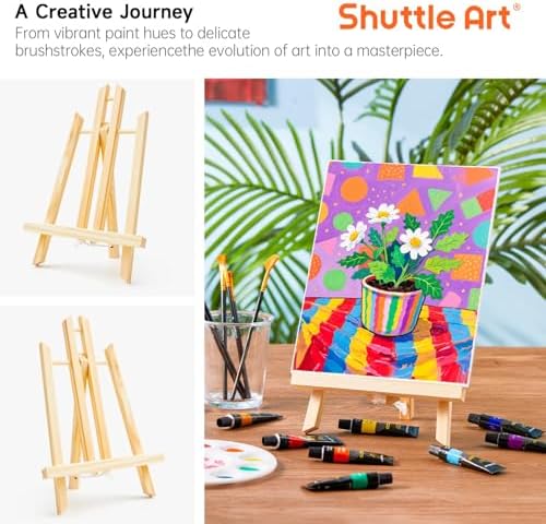 Shuttle Art 69 Pack Painting Kit for Adults and Couples, Sip and Paint for Date Night & Crafts, with 2 Packs 15-Color Acrylic Paint, 3 Wooden Easels, Canvas, Brushes & Palettes - Image 5