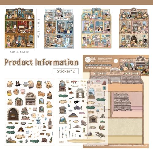 Girls 3D Miniature Scene Stickers,4 Sets Visit the Store DIY House Stickers for Space Cruise,Ocean Hotel,Egypt Hotel,Stone Age,Cute 3D Cartoon Sticker Scenes for Adult Kids Relief Stress Pass The Time - Image 3