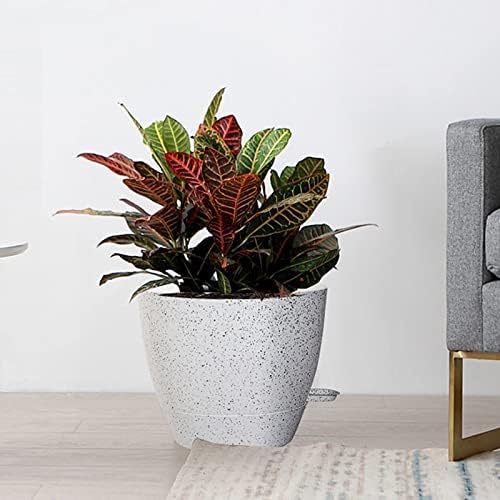 UOUZ Large Self Watering Pots, 12/10/9 Plastic Planters with High Drainage Holes and Deep Reservoir for Indoor Outdoor Garden Plants and Flowers, White Speckles - Image 7
