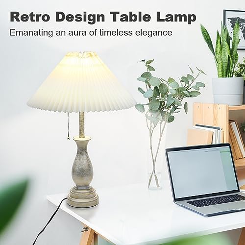 LALISU Farmhouse Table Lamp with Pull Chain Switch 3-Way Table Lamp Rustic - Image 6