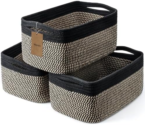 3 Pack Storage Baskets for Organizing, 13.7×9.5×6.3", Black Brown by MaxuniTechLife