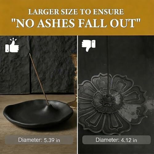 Minimalist Stone Sand Incense Holder – Handcrafted Modern Minimalist Incense Stick Holder for Meditation, Yoga, Aromatherapy Home, Office Decorative Burner (Black) - Image 3