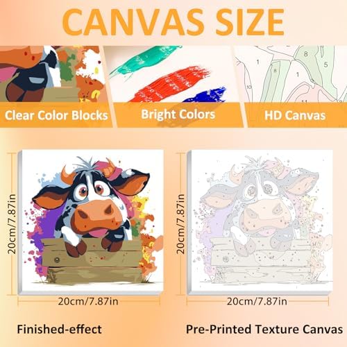 Cow Paint by Numbers Kit for Kids, 8x8 inch - Image 2