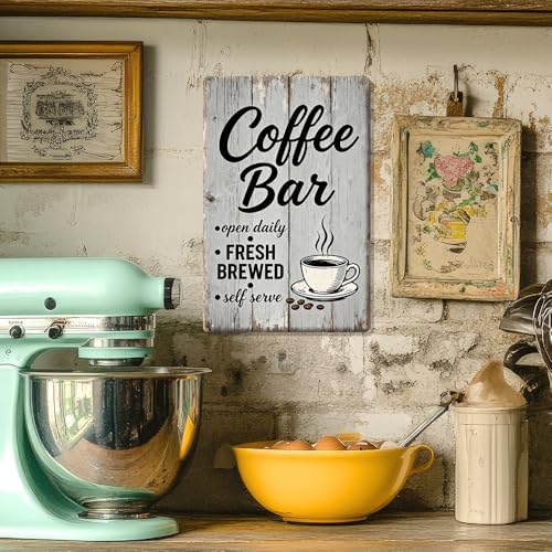 Coffee Bar Metal Tin Self Serve Fresh Brewed Open Daily Sign - Image 5