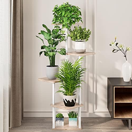AZERPIAN 5 Tier Tall Plant Stand Indoor Corner Tiered Shelf Metal MDF Board - Image 3