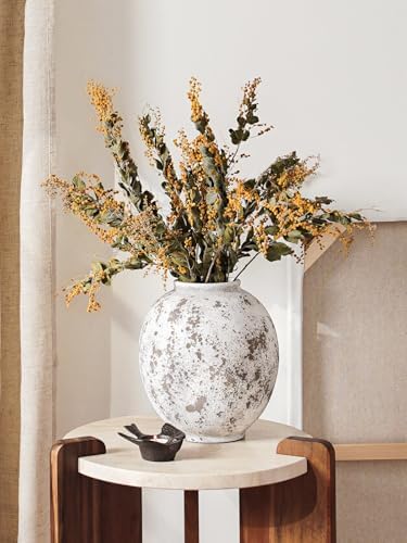 Large White Ceramic Vase - 9.8 Inch Rustic Farmhouse Flower Vase for Home Decor, Minimalist Tall Vases for Living Room, Table, Bathroom, Holiday & Weddings (Sandstone Grey) - Image 2