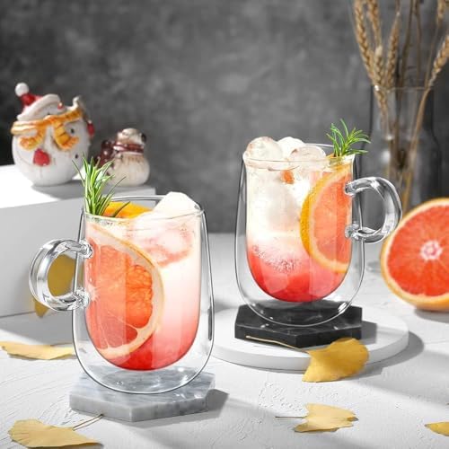 glastal 12 oz Double Walled Glass Coffee Cups Cappuccino Cups Set of 4 - Image 4