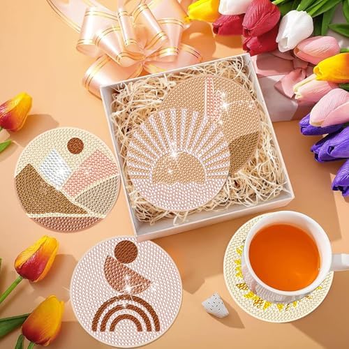 DOTSOPS 6 Pcs Diamond Art Kits for Adults Diamond Art Coasters with Holder - Image 6