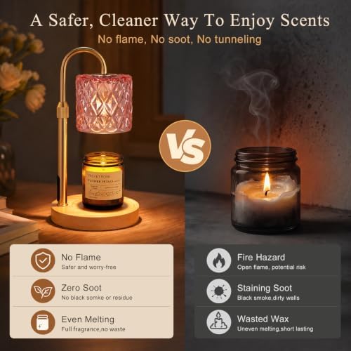 Pink Candle Warmer Lamp with Timer, Birthday Gifts for Women, Room Decor - Image 4