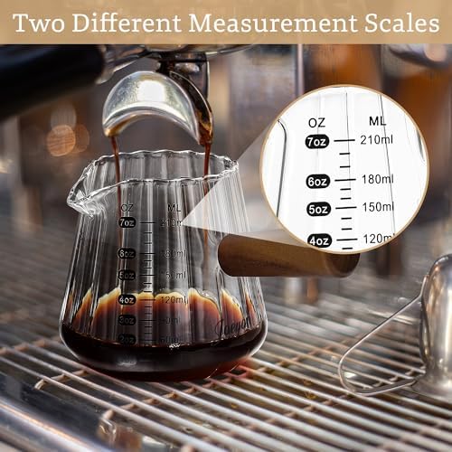 Joeyan Espresso Cups 7 oz, Ribbed Glass Measuring Cup, Espresso Accessories - Image 3