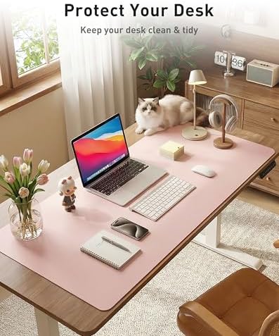 Aothia Faux Leather Desk Mat - Large Mouse Pad, Non-Slip PU Leather Blotter, Waterproof Writing Surface for Office and Home (Fairy Pink, 63" x 17") - Image 3