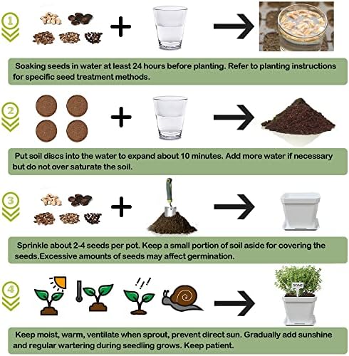 Meekear 10 Herb Seeds Garden Starter Grow Kit with White Pots, Markers, Nutritional Soil, Watering, Herb Clipper, Complete Indoor Potted Plant Growing Set for Kitchen DIY - Image 5