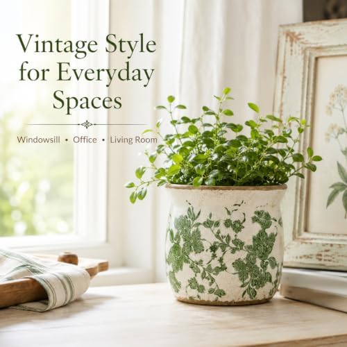 Doysayes Vintage Ceramic Flower Pot for Indoor Plant with Drainage Hole - Image 7