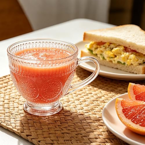Glass Tea Mugs with Handle,13OZ Clear Cup for Breakfast Cereal Coffee Milk - Image 5