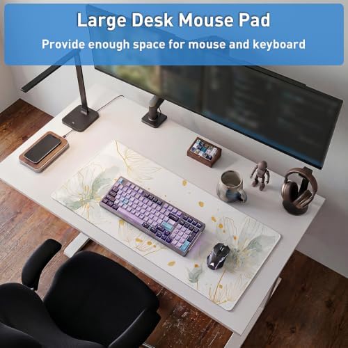 Aesthetic Floral Desk Mat, 31.5 x 11.8 Inch Mouse Pad, Dusty Green - Image 7