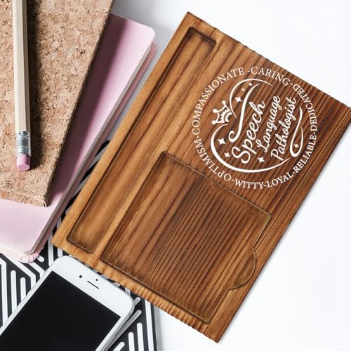THRXOBN Desk Organizer for Speech Language Pathologists & Healthcare Professionals - Natural Wood with Slots for Notes, Pens, and Small Office Supplies – Stylish & Practical Workspace Solution,WSH12 - Image 3