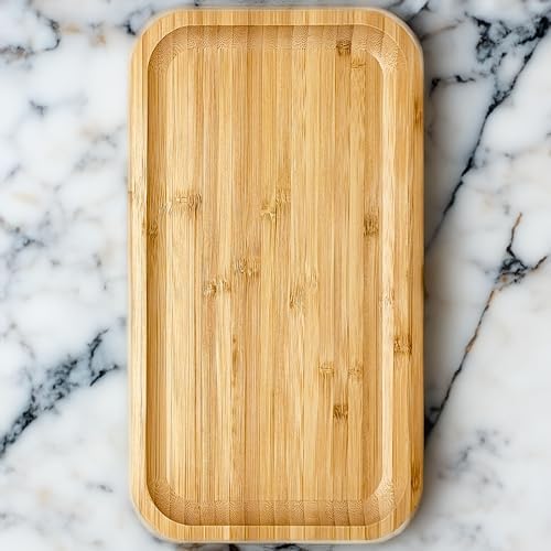 Bam&Boo Bamboo Serving Tray Natural Minimalist Rectangular (11.3” x 6.2" x 0.8") Coffee, Tea, Food, Drinks, Storage, Decor for Home, Kitchen, Bathroom - Image 6